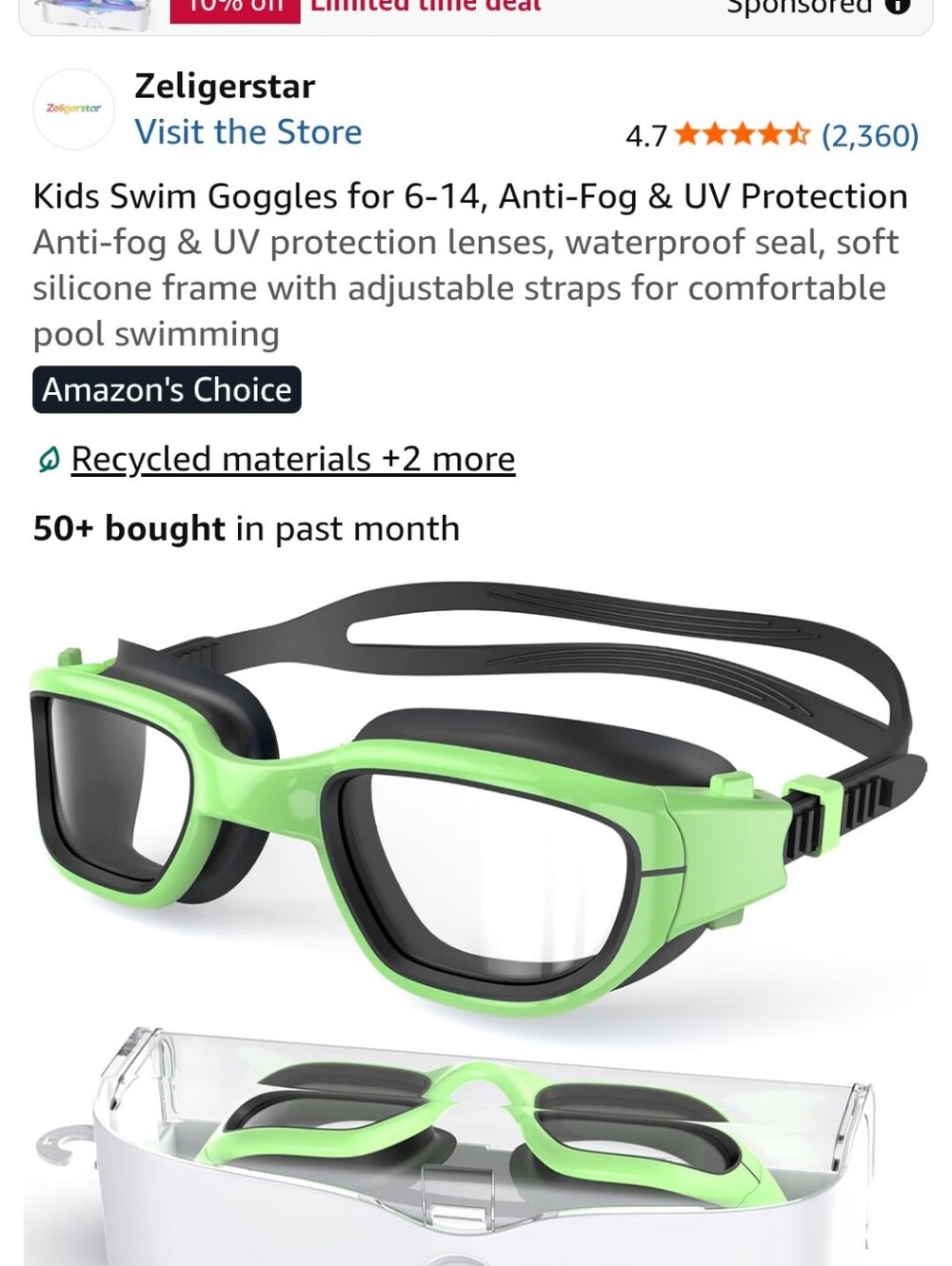 Kids Swim Goggles - Green - (Brand: )